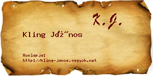 Kling János névjegykártya